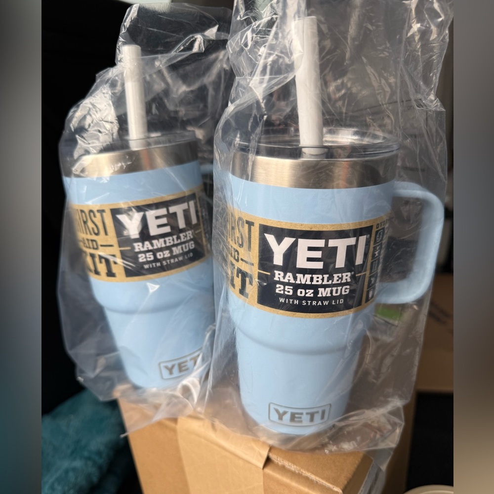 YETI RAMBLER 25 OZ MUG WITH STRAW LID PRICE FOR BOTH.